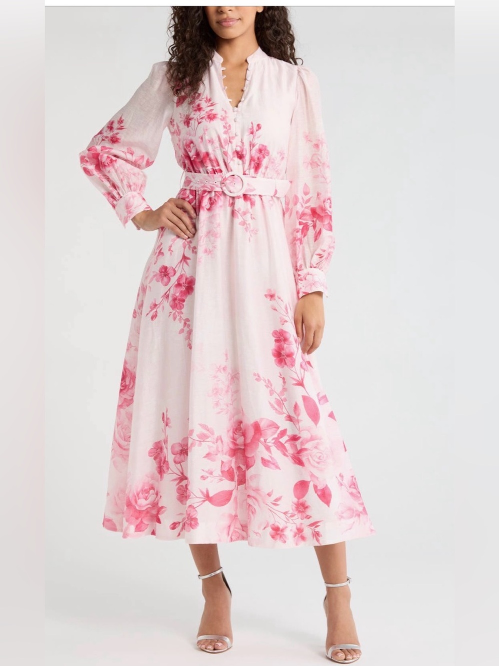 Ever New Rosalyn floral long sleeve belted Dress
